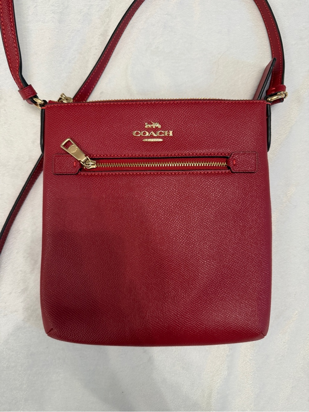 Coach Red Leather Crossbody Bag with Gold Hardware